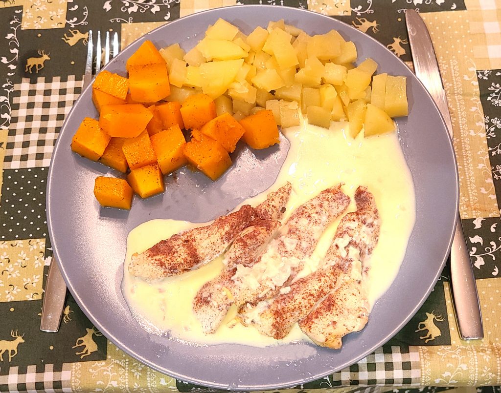 Filet de poulet sauce Maroilles et courge Butternut