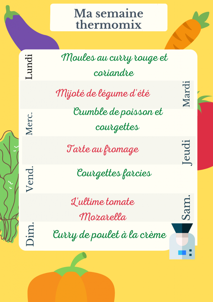 Recettes thermomix pour la semaine