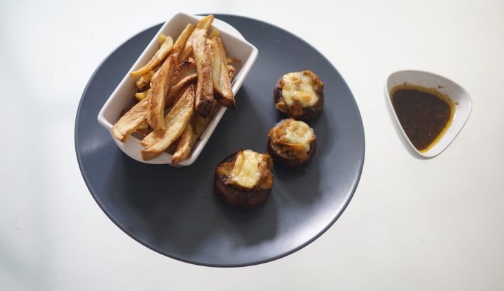 Champignons veggi-farcis et ses frites dorées au Thermomix