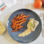 Filet de poisson blanc au beurre d'orange et frites de patates douces