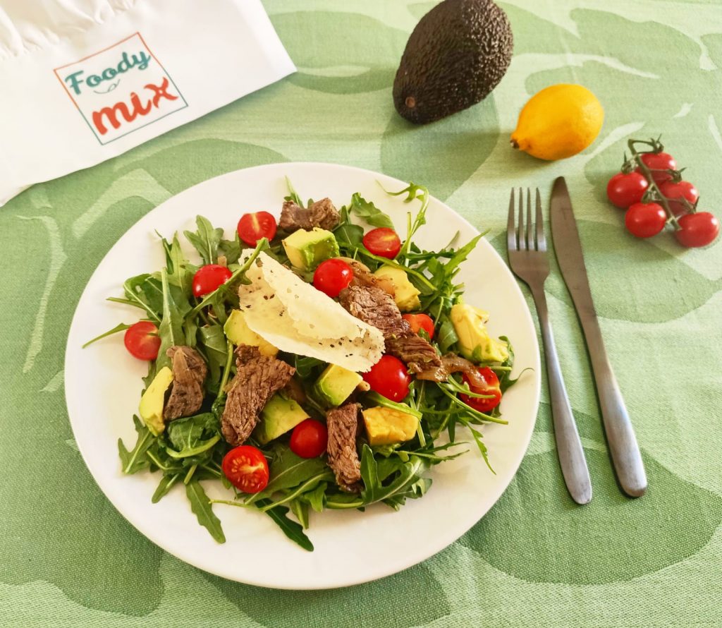 Salade Rocket steak et tuiles de parmesan