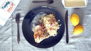 Suprême de poulet, lardons et crème citronnée