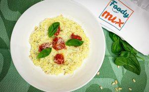 Risotto pesto, tomates cerises rôties