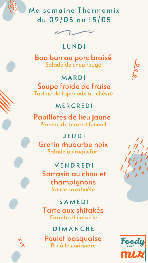 Quelles Recettes Thermomix pour la semaine du 09 Mai au 15 Mai ?