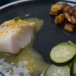 Pavé de poisson au beurre d'agrumes, pommes de terres au four