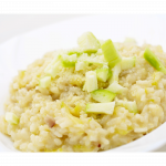 Risotto à la courgette, fromage de chèvre frais et fenouil