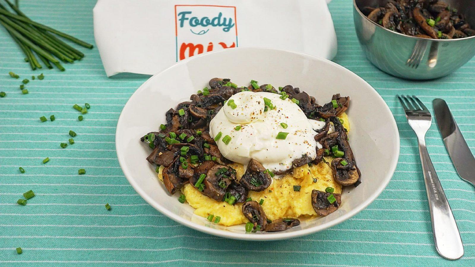 Polenta crémeuse aux champignons et burrata 1 Polenta aux champignons et burrata