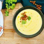 Velouté de maïs, pois chiches rôties au paprika fumé