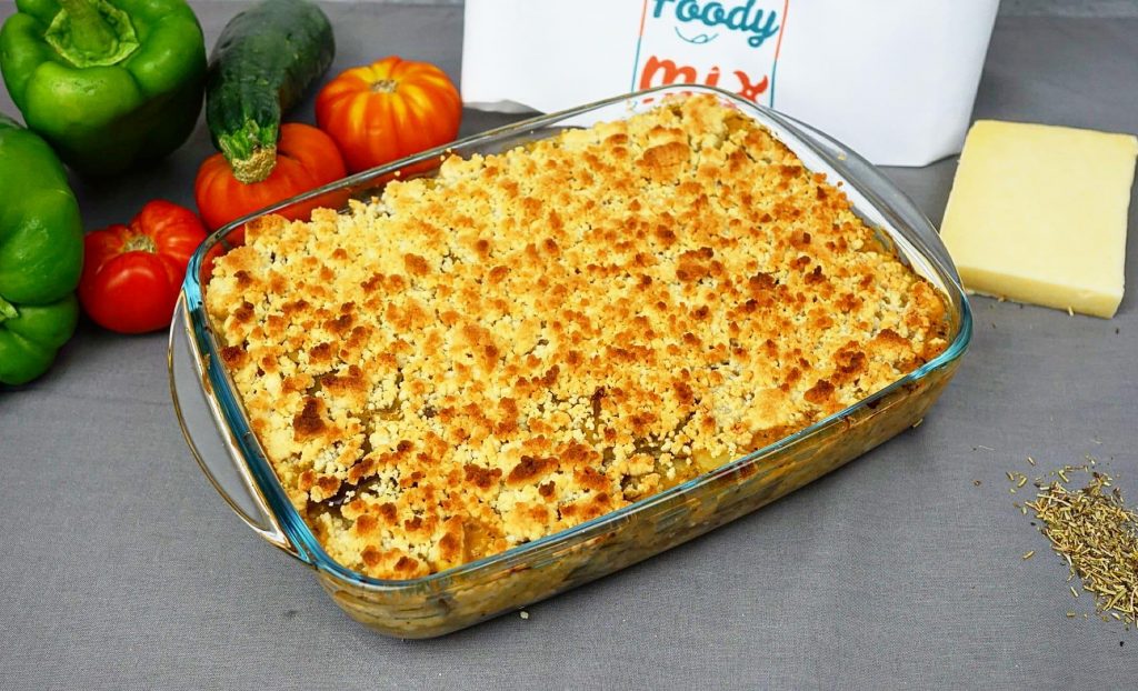 Crumble de légumes d'été au cantal