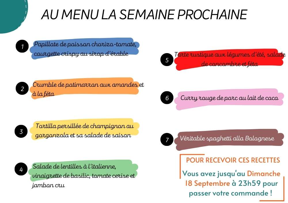 recettes Thermomix pour la semaine du 12 au 18 Septembre