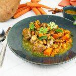 Tajine de veau aux amandes et patates douces, parfumé au Zaatar