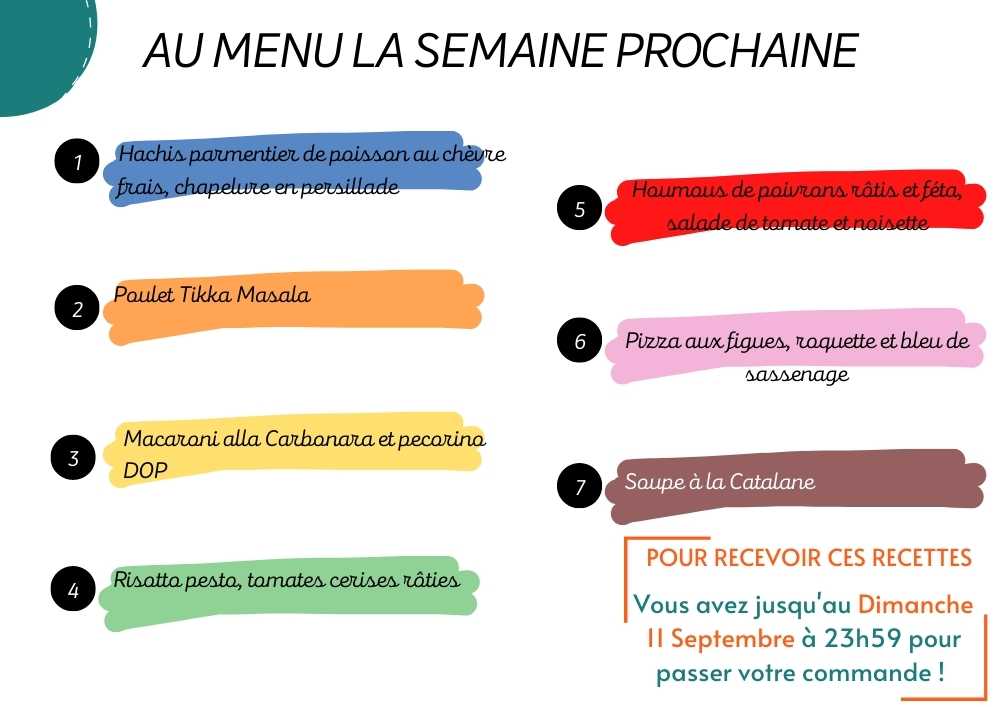 recettes Thermomix pour la semaine du 5 au 11 Septembre