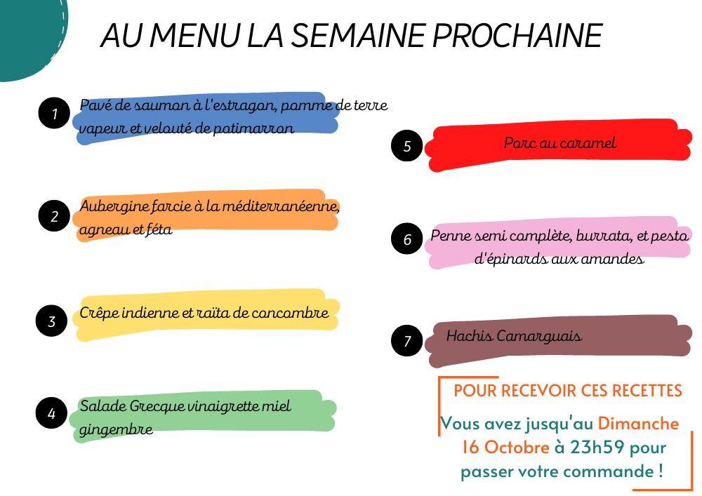 recettes Thermomix pour la semaine du 10 au 16 Octobre