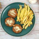 Champignons veggi-farcis et ses frites dorées au Thermomix