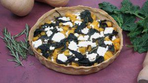 Tarte butternut chèvre frais et feuille d'épinard
