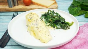 Poisson à la florentine, sauce mornay et épinard vapeur