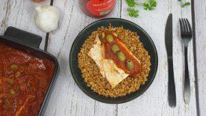 Poisson à la grecque et petit épeautre