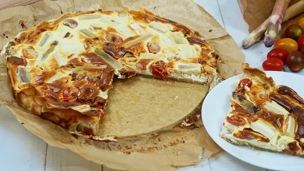 Quiche onctueuse tomate cerise et asperge
