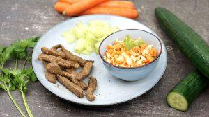 Emincé de bœuf à la coréenne, cocktail de crudités du pays