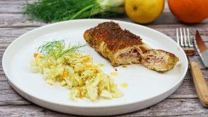 Cordon bleu maison et fenouil en vinaigrette aux agrumes